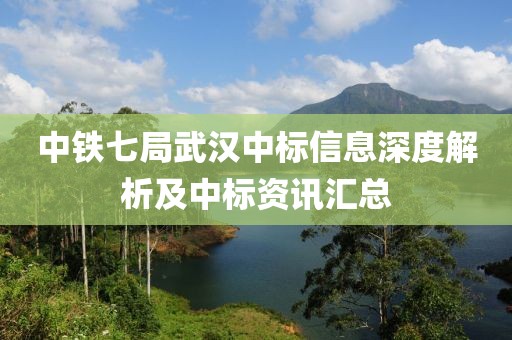 中铁七局武汉中标信息深度解析及中标资讯汇总