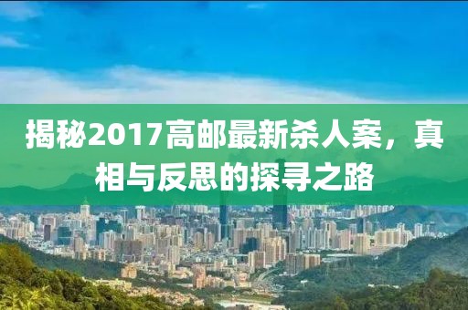 揭秘2017高邮最新杀人案，真相与反思的探寻之路