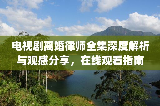 电视剧离婚律师全集深度解析与观感分享，在线观看指南