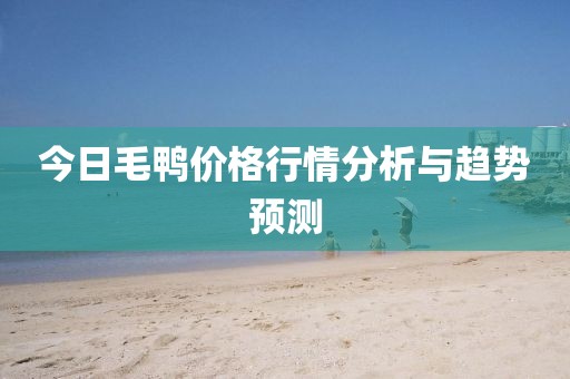 今日毛鸭价格行情分析与趋势预测