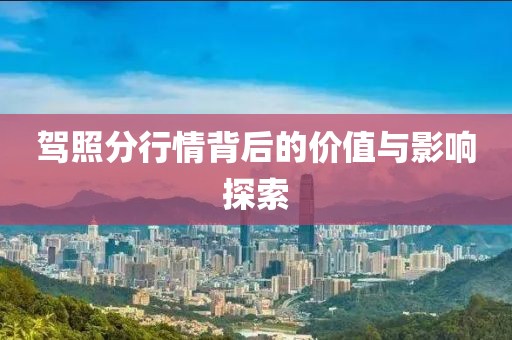 驾照分行情背后的价值与影响探索