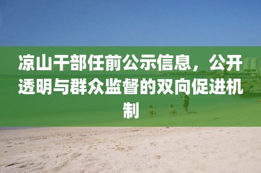 凉山干部任前公示信息，公开透明与群众监督的双向促进机制