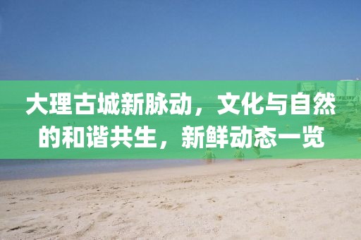 大理古城新脉动，文化与自然的和谐共生，新鲜动态一览