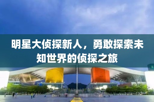 明星大侦探新人，勇敢探索未知世界的侦探之旅