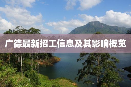 广德最新招工信息及其影响概览