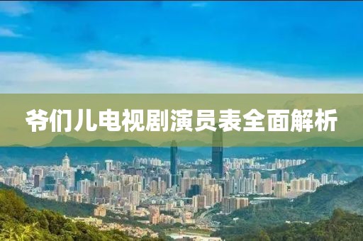 爷们儿电视剧演员表全面解析