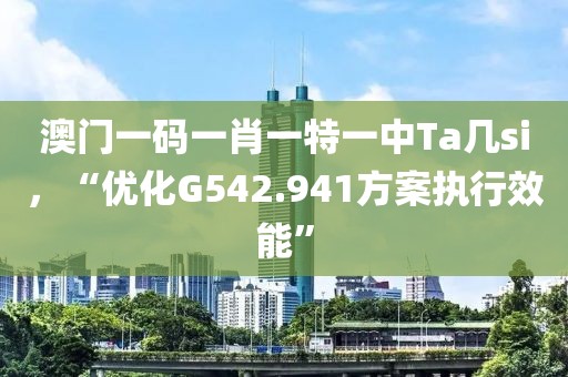 澳门一码一肖一特一中Ta几si，“优化G542.941方案执行效能”