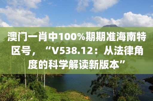 澳门一肖中100%期期准海南特区号，“V538.12：从法律角度的科学解读新版本”