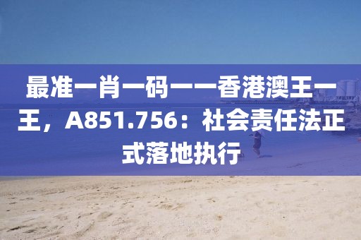 最准一肖一码一一香港澳王一王，A851.756：社会责任法正式落地执行