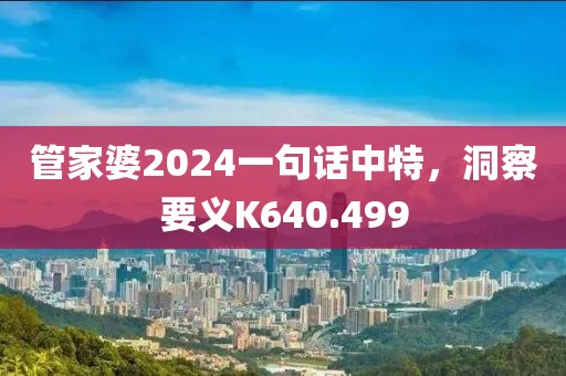管家婆2024一句话中特，洞察要义K640.499