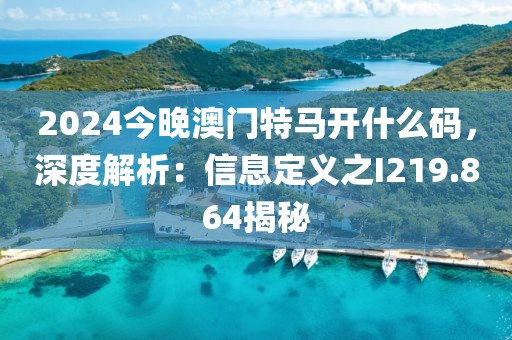 2024今晚澳门特马开什么码，深度解析：信息定义之I219.864揭秘
