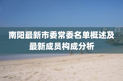 南阳最新市委常委名单概述及最新成员构成分析