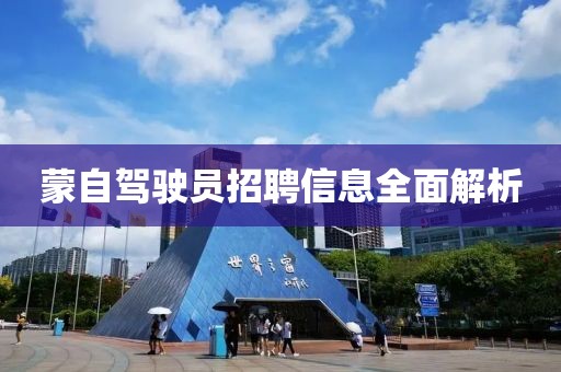 蒙自驾驶员招聘信息全面解析