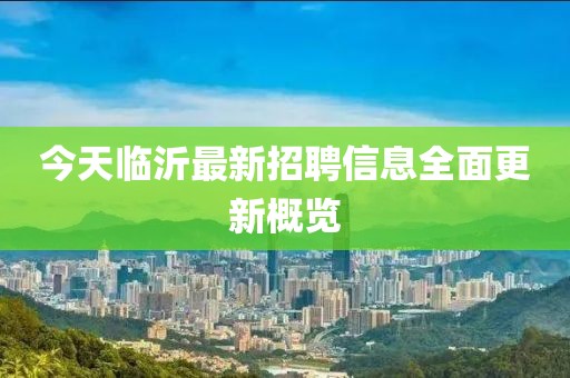 今天临沂最新招聘信息全面更新概览