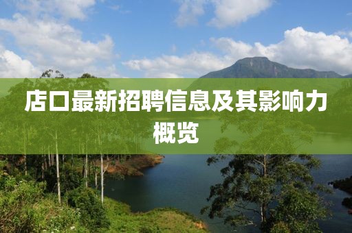 店口最新招聘信息及其影响力概览