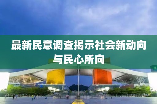 最新民意调查揭示社会新动向与民心所向